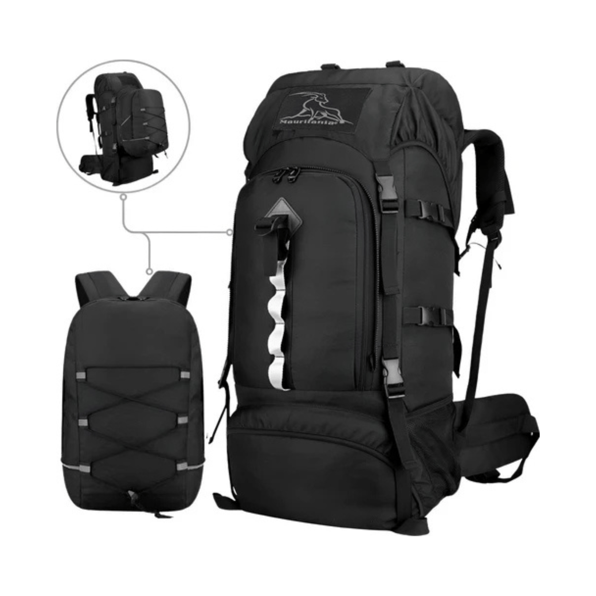 CarryQuest® – 70L/100L - 2in1 – Hiking Backpack – Kampeer Backpacks – Outdoor Wandel Rugzak – Grote XL – ZwartCarryQuestsimple