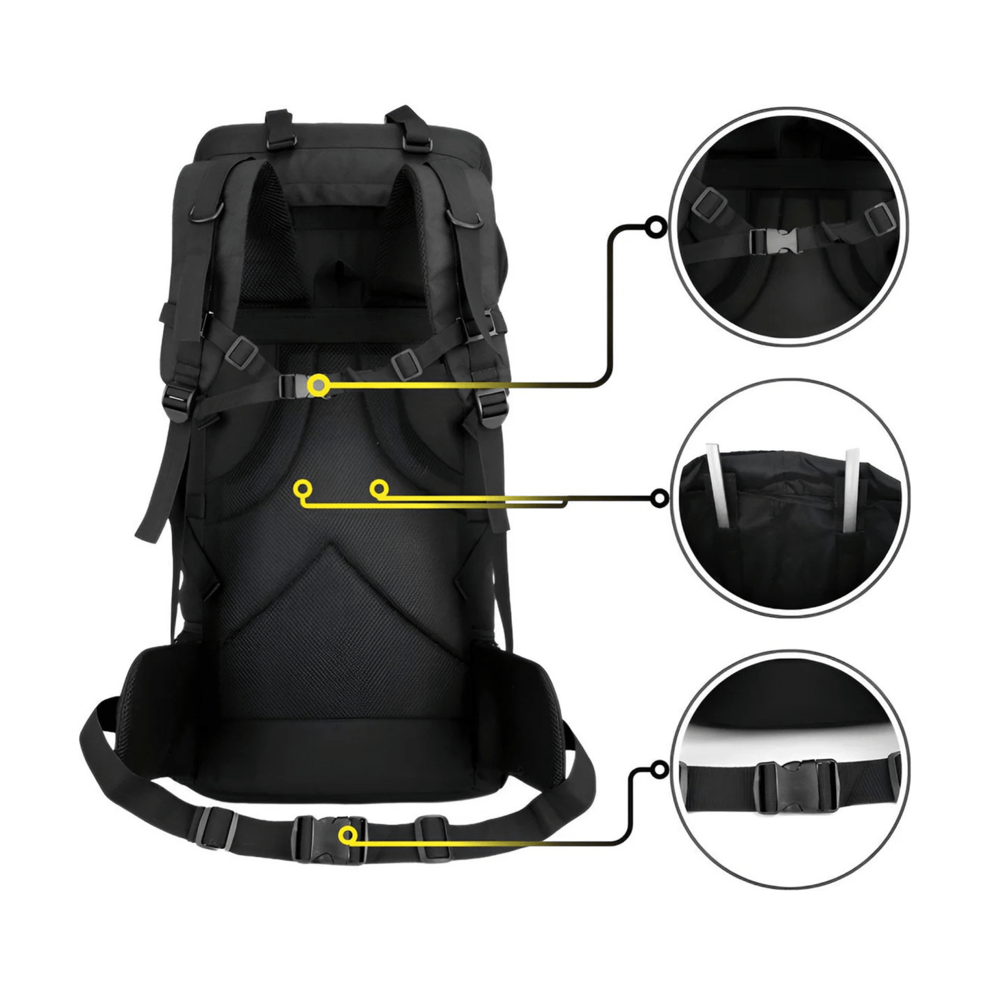 CarryQuest® – 70L/100L - 2in1 – Hiking Backpack – Kampeer Backpacks – Outdoor Wandel Rugzak – Grote XL – ZwartCarryQuestsimple