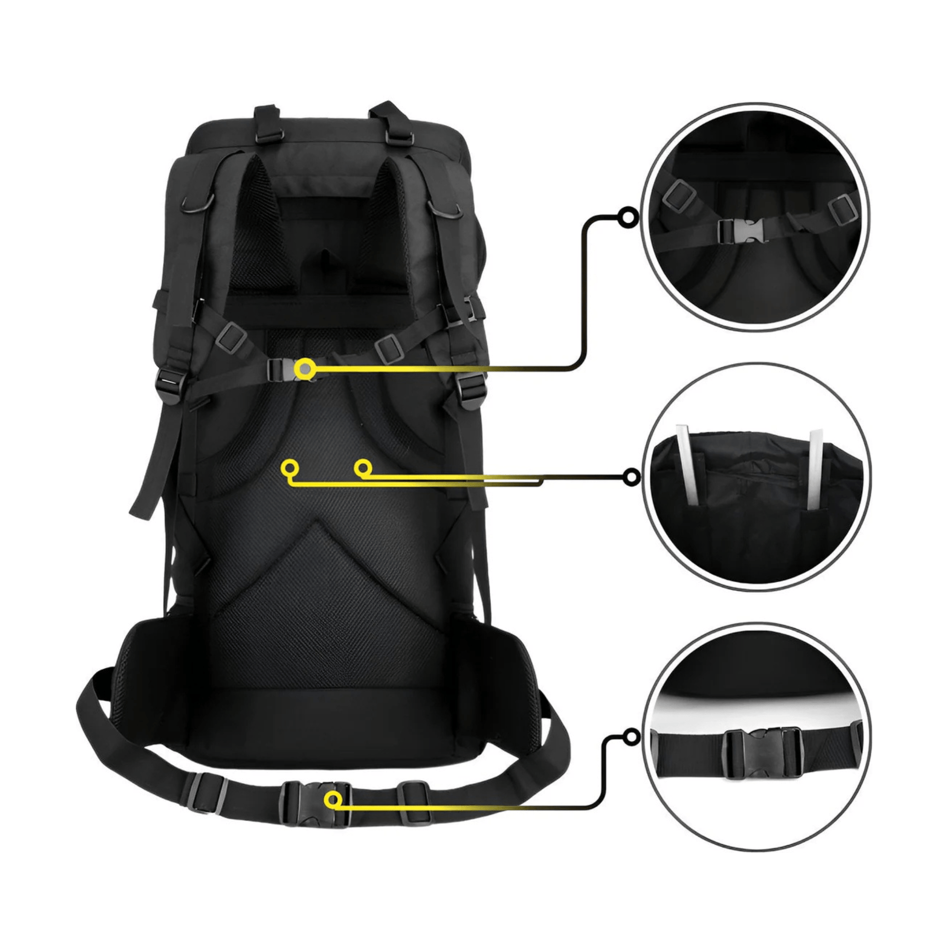 CarryQuest® – 70L/100L - 2in1 – Hiking Backpack – Kampeer Backpacks – Outdoor Wandel Rugzak – Grote XL – ZwartCarryQuestsimple