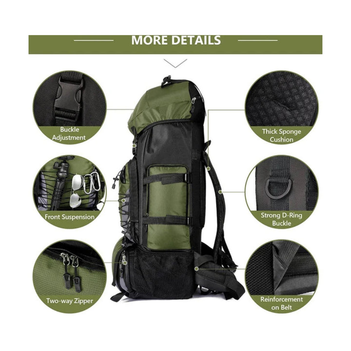 CarryQuest® - 90L - Waterdichte - Wandelen - Camping - Rugzak - Backpacks - 90 Liter - Zwart