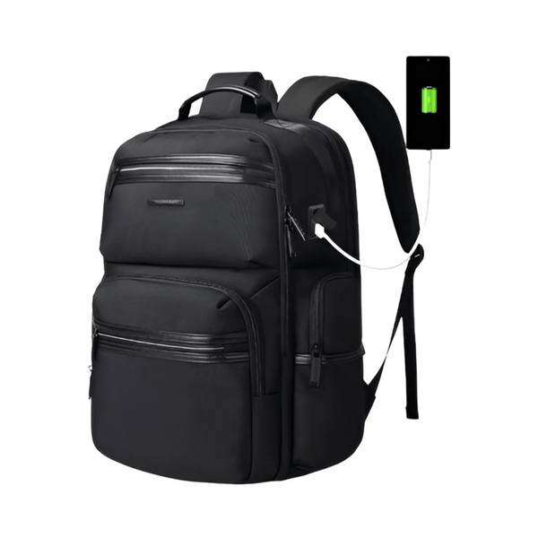 CarryQuest® - Anti - diefstal Laptop Rugzak 15,6" - Waterdicht + USB Oplaadpoort - Schooltassen - Zwart