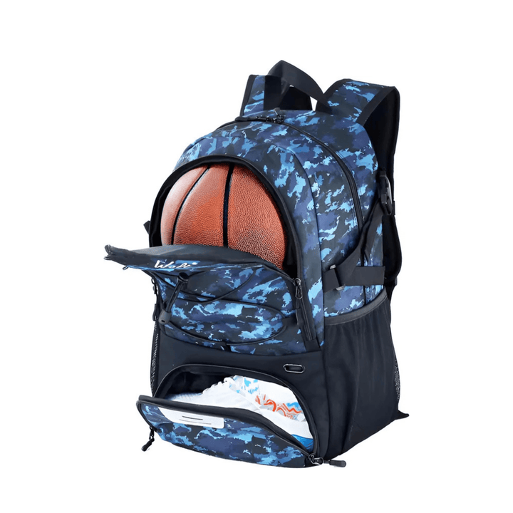 CarryQuest® - Basketbal Voetbal Rugzak - Waterbestendig - Camouflageblauw