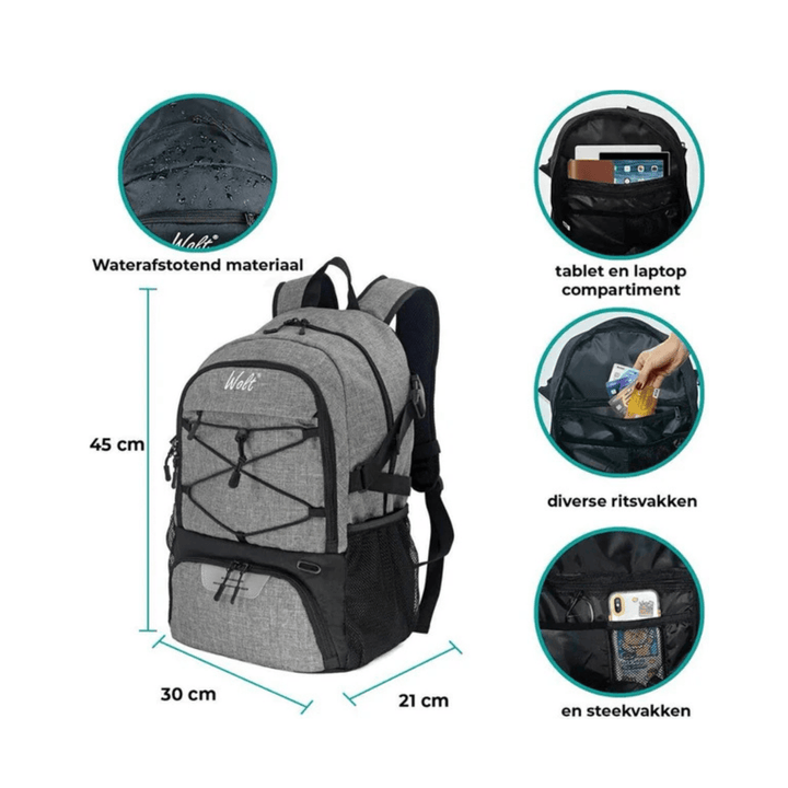 CarryQuest® - Basketbal Voetbal Rugzak - Waterbestendig - Grijs