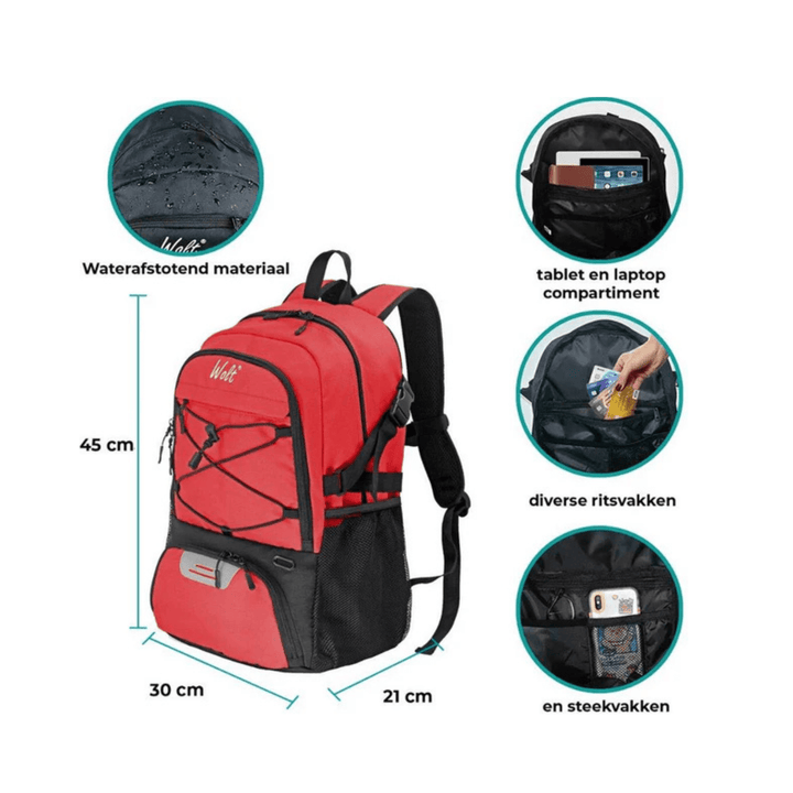 CarryQuest® - Basketbal Voetbal Rugzak - Waterbestendig - Rood