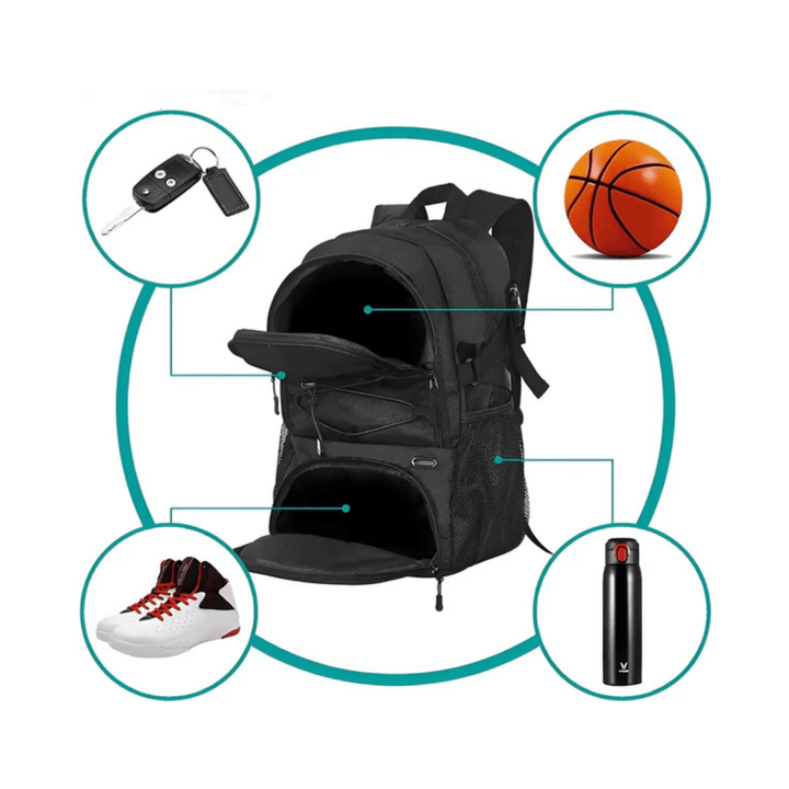 CarryQuest® - Basketbal Voetbal Rugzak - Waterbestendig - Zwart