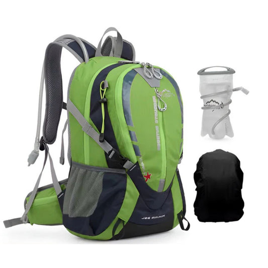 CarryQuest® - Bergbeklimmen Hydratatie Rugzak 25L + 2L Waterzak En Regenhoes - Ergonomisch & Duurzaam - Wandel Rugzak - Groen