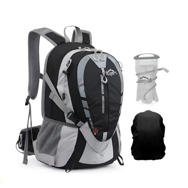 CarryQuest® - Bergbeklimmen Hydratatie Rugzak 25L + 2L Waterzak En Regenhoes - Ergonomisch & Duurzaam - Wandel Rugzak - Zwart