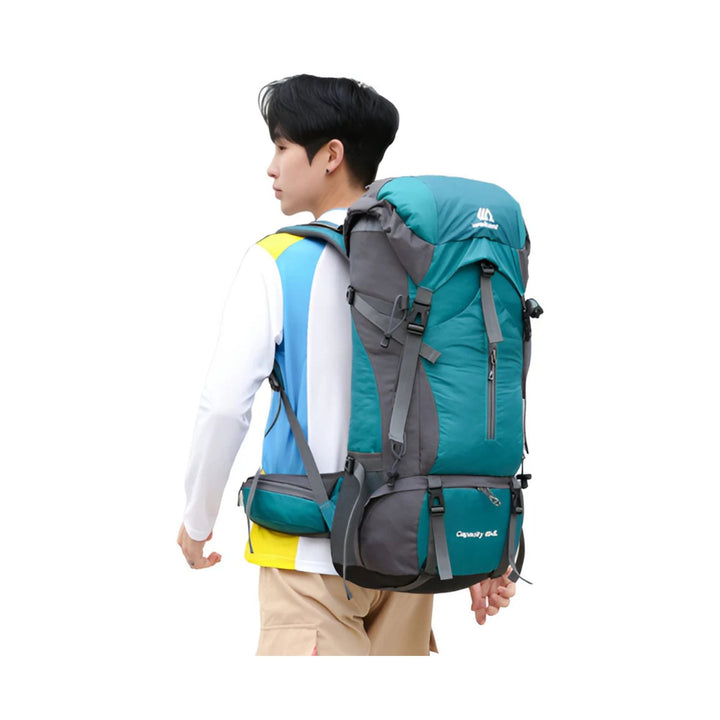 CarryQuest® - Bergbeklimming Rugzak 70L - Waterdicht Nylon + Regenhoes - Schoudertas - Blauw