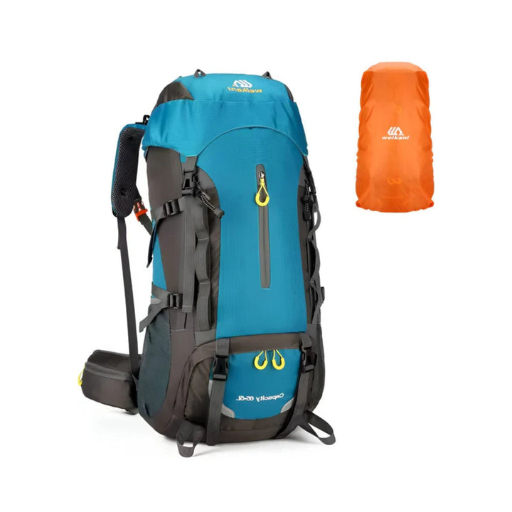 CarryQuest® - Bergbeklimming Rugzak 70L - Waterdicht Nylon + Regenhoes - Schoudertas - Blauw