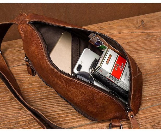 CarryQuest® Bruine Lederen Schoudertas - 29x17x8 cm - Stijlvol & Praktisch - Dagelijks GebruikCarryQuestCross Body Tas03