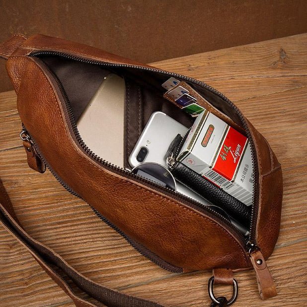 CarryQuest® Bruine Lederen Schoudertas - 29x17x8 cm - Stijlvol & Praktisch - Dagelijks GebruikCarryQuestCross Body Tas03