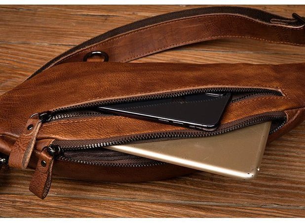 CarryQuest® Bruine Lederen Schoudertas - 29x17x8 cm - Stijlvol & Praktisch - Dagelijks GebruikCarryQuestCross Body Tas03