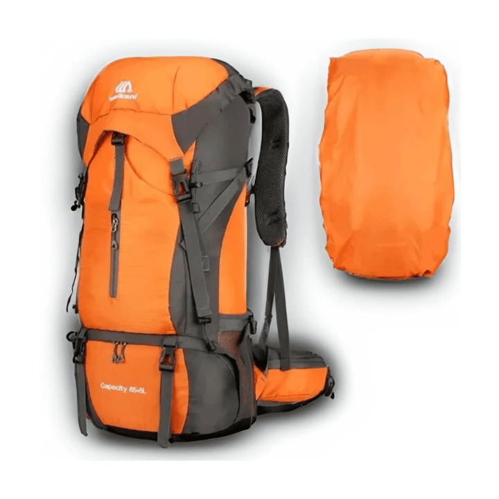 CarryQuest® - Camping - Reistas met Regenhoes - 70L Capaciteit - Oranje