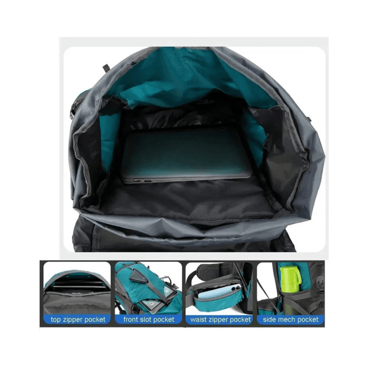 CarryQuest® - Camping - Reistas met Regenhoes - 70L Capaciteit - Zwart