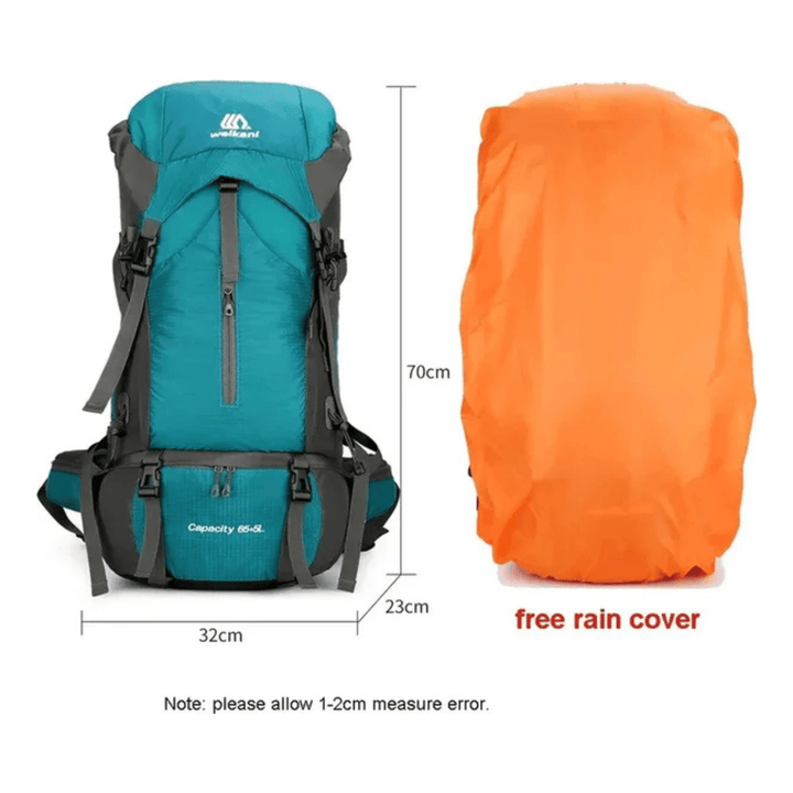 CarryQuest® - Camping - Reistas met Regenhoes - 70L Capaciteit - Zwart