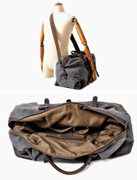 CarryQuest® Canvas Weekendtas - Duffel Tas - 55x37x28cm - Koffie, Grijs - HerenCarryQuestReis - /Weekendtas03