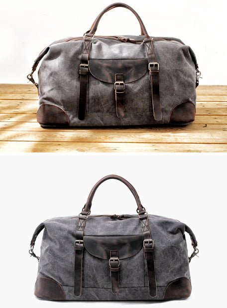 CarryQuest® Canvas Weekendtas - Duffel Tas - 55x37x28cm - Koffie, Grijs - HerenCarryQuestReis - /Weekendtas03