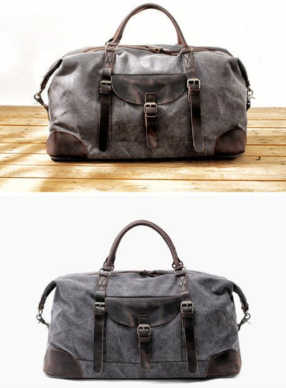 CarryQuest® Canvas Weekendtas - Duffel Tas - 55x37x28cm - Koffie, Grijs - HerenCarryQuestReis - /Weekendtas03
