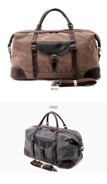 CarryQuest® Canvas Weekendtas - Duffel Tas - 55x37x28cm - Koffie, Grijs - HerenCarryQuestReis - /Weekendtas03