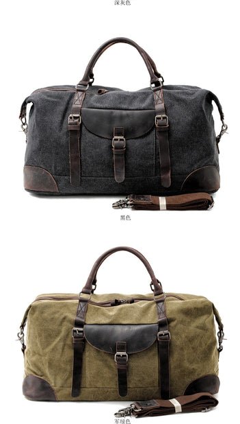 CarryQuest® Canvas Weekendtas - Duffel Tas - 55x37x28cm - Koffie, Grijs - HerenCarryQuestReis - /Weekendtas03