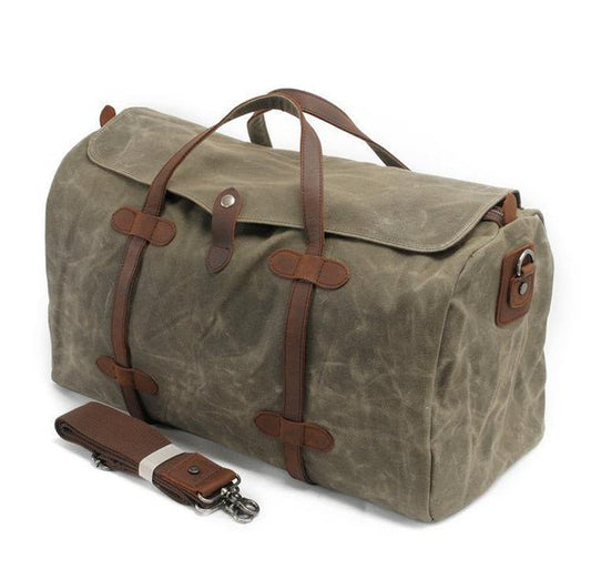 CarryQuest® Canvas Weekendtas –Leger Groen, Bruin,Grijs,Zwart – Ruim & Duurzaam – 54x30x22cmCarryQuestReis - /Weekendtas03