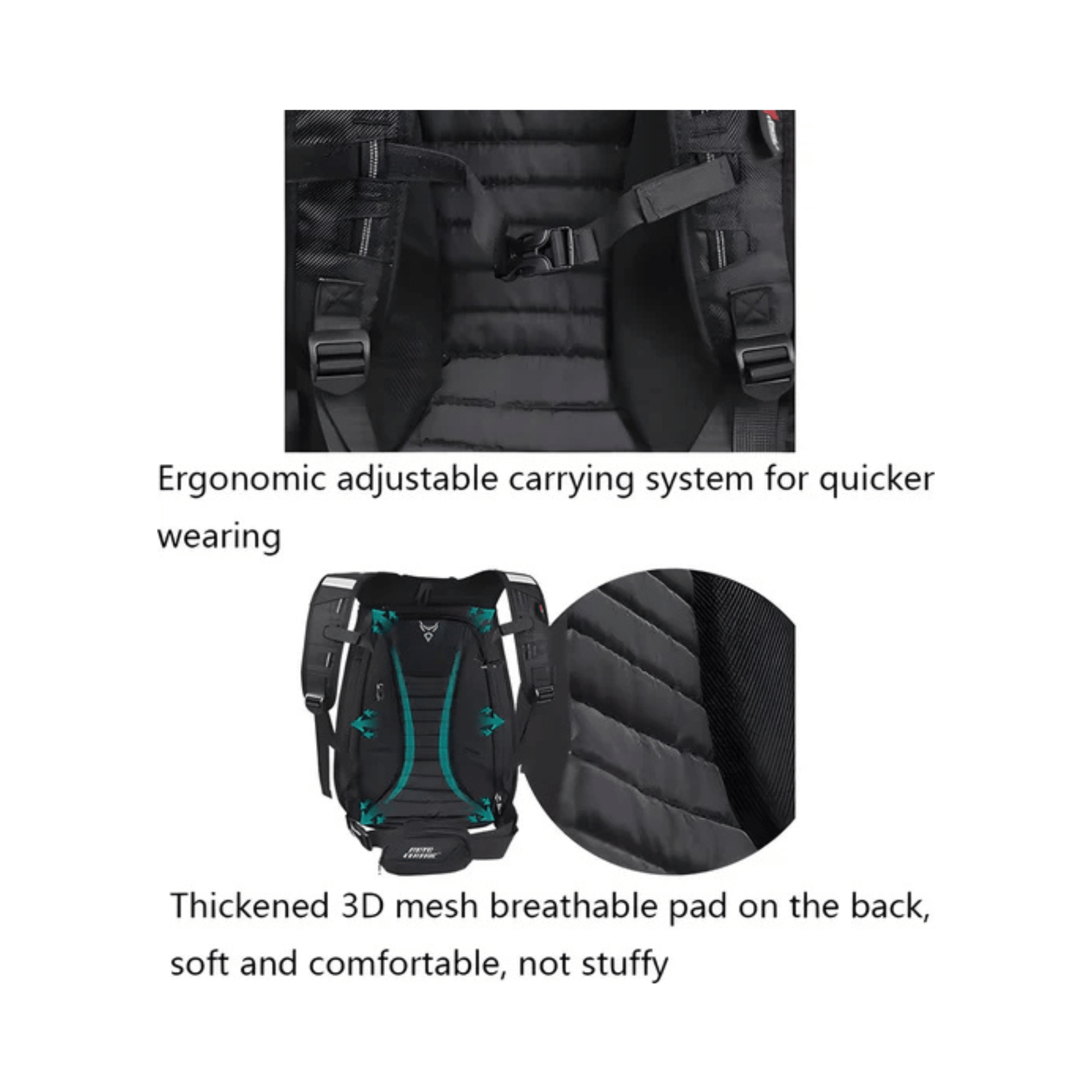 CarryQuest® - Carbon Fiber Motorhelm Rugzak 30L - Waterdichte Tas - Motor Rugzak - Waterbestendig - ZwartCarryQuestsimple