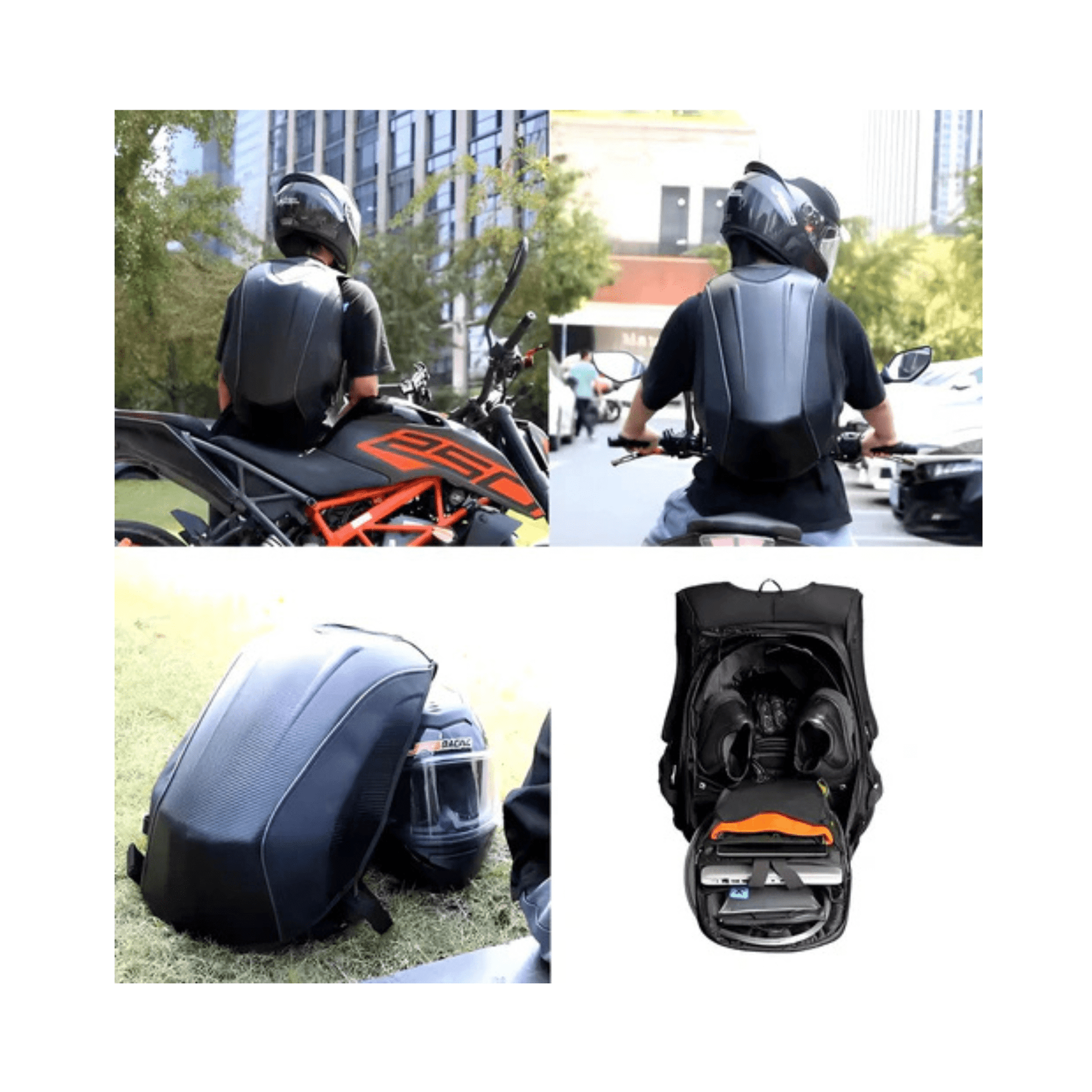 CarryQuest® - Carbon Fiber Motorhelm Rugzak 48L - Waterdichte Tas - Motor Rugzak - Turtle Bag - ZwartCarryQuestsimple