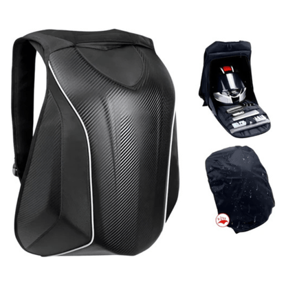 CarryQuest® - Carbon Fiber Motorhelm Rugzak 48L - Waterdichte Tas - Motor Rugzak - Turtle Bag - ZwartCarryQuestsimple