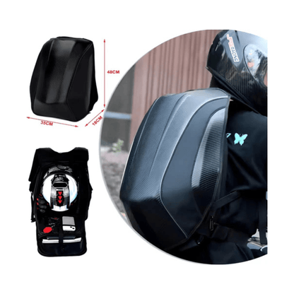 CarryQuest® - Carbon Fiber Motorhelm Rugzak 48L - Waterdichte Tas - Motor Rugzak - Turtle Bag - ZwartCarryQuestsimple
