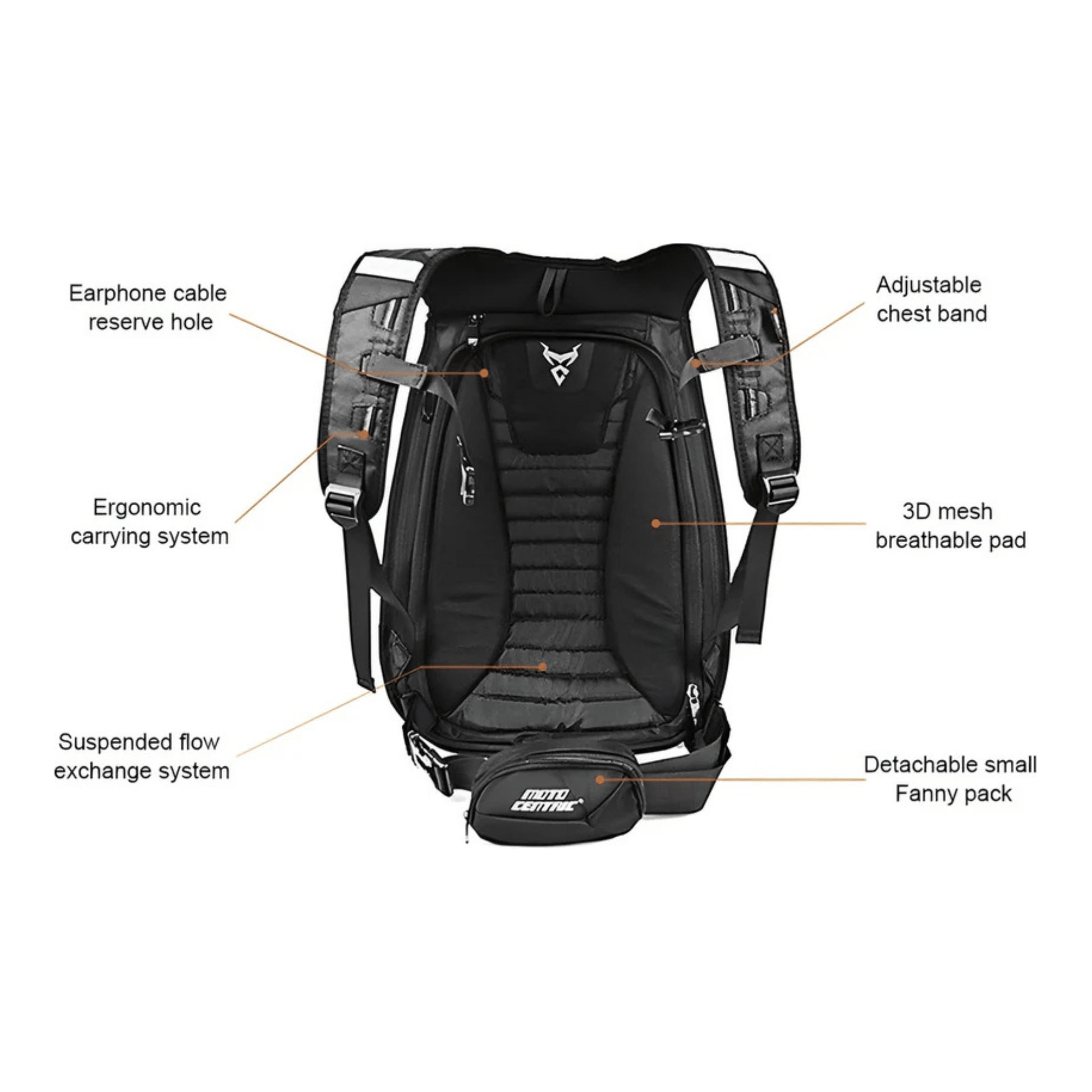 CarryQuest® - Carbon Rugzak - Motor Rugzak - Harde Schaal - OranjeCarryQuestsimple