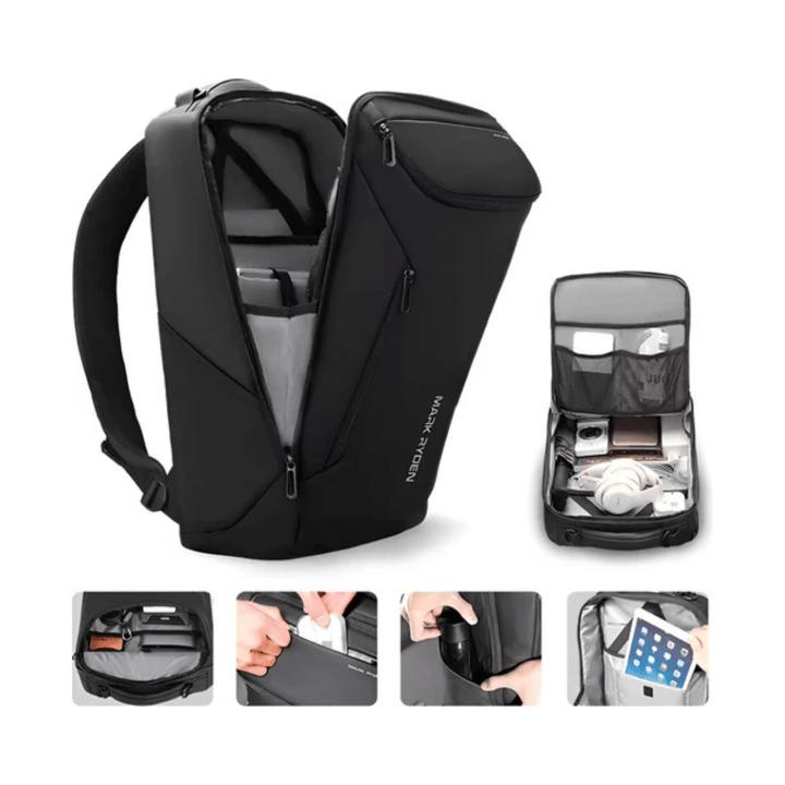 CarryQuest® - Compacto Pro 17 Inch Laptop Rugzak voor Mannen - Stijlvol en Functioneel - Zwart