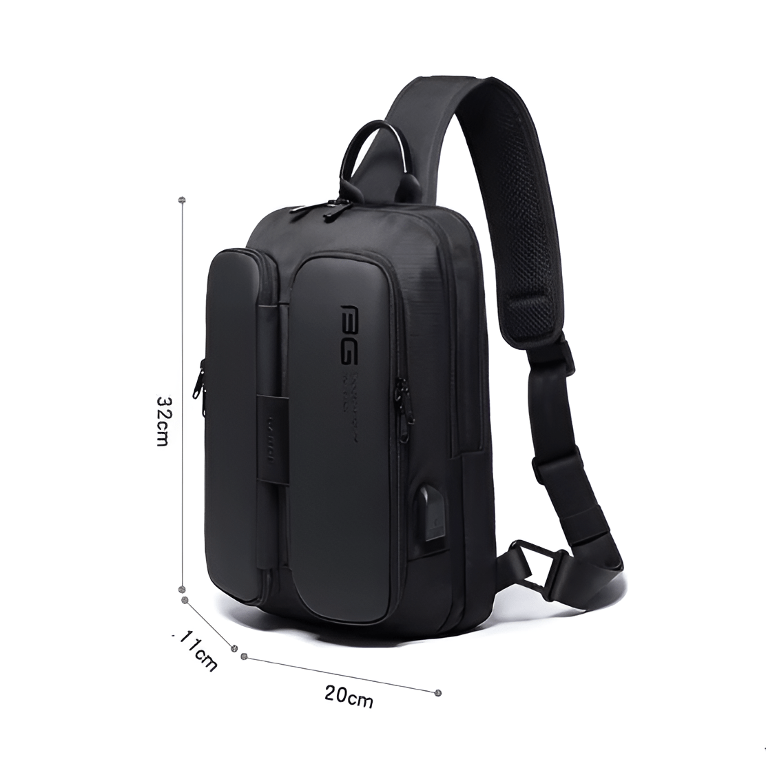 CarryQuest® - Crossbody Borst/Rug Tas - USB Oplaad Functie - Zwart - CarryQuest