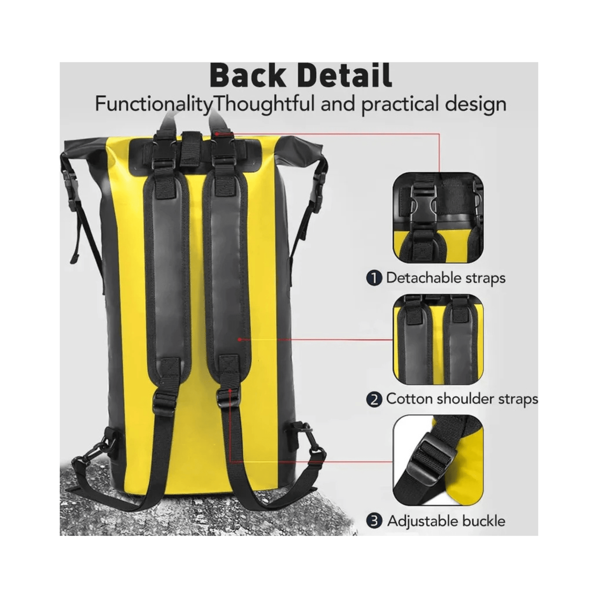 CarryQuest® - Droge Tasrugzak - 30L - Waterdicht PVC 500D - Unisex - Watersport - Geel