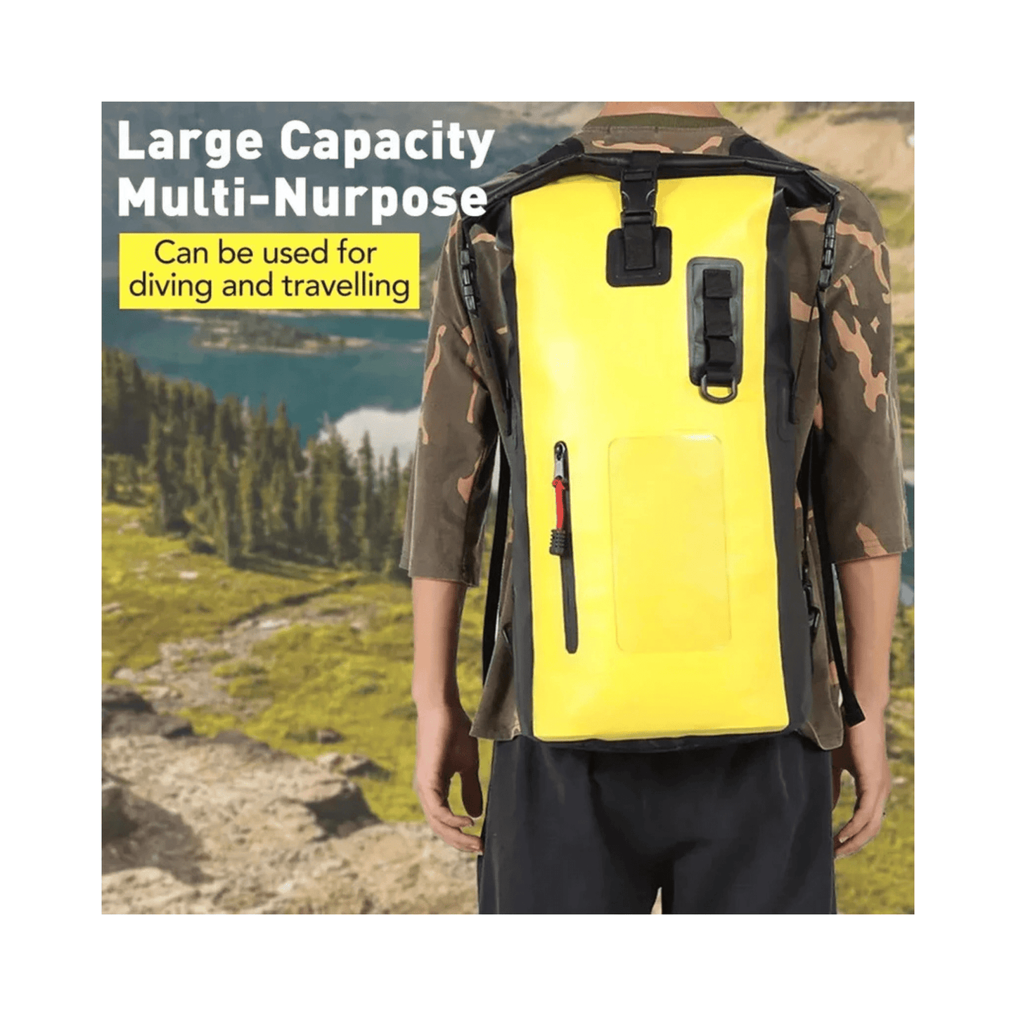 CarryQuest® - Droge Tasrugzak - 30L - Waterdicht PVC 500D - Unisex - Watersport - Geel