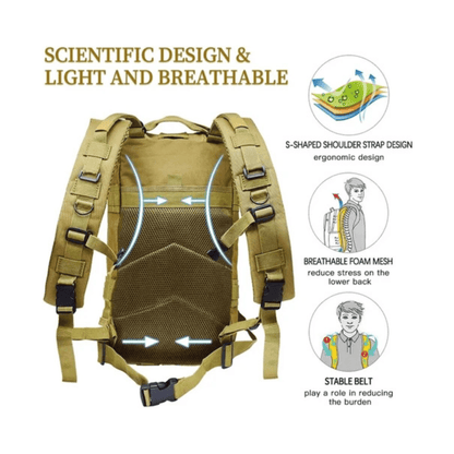 CarryQuest® - Duurzaam nylon - Camouflage - lichtgewicht en draagbaar - 30 liter capaciteit - Khaki