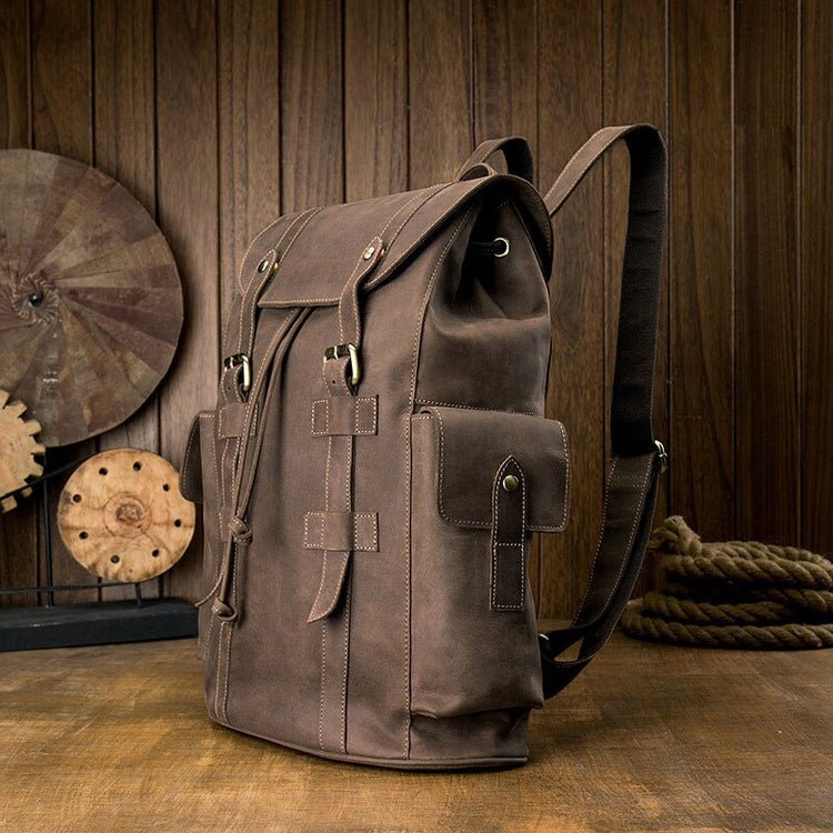 CarryQuest® Echte Leren Koehuid Rugzak – Vintage Stijl – Waterdicht en Ruim 36 - 55LCarryQuest®simpleNiet Klaar