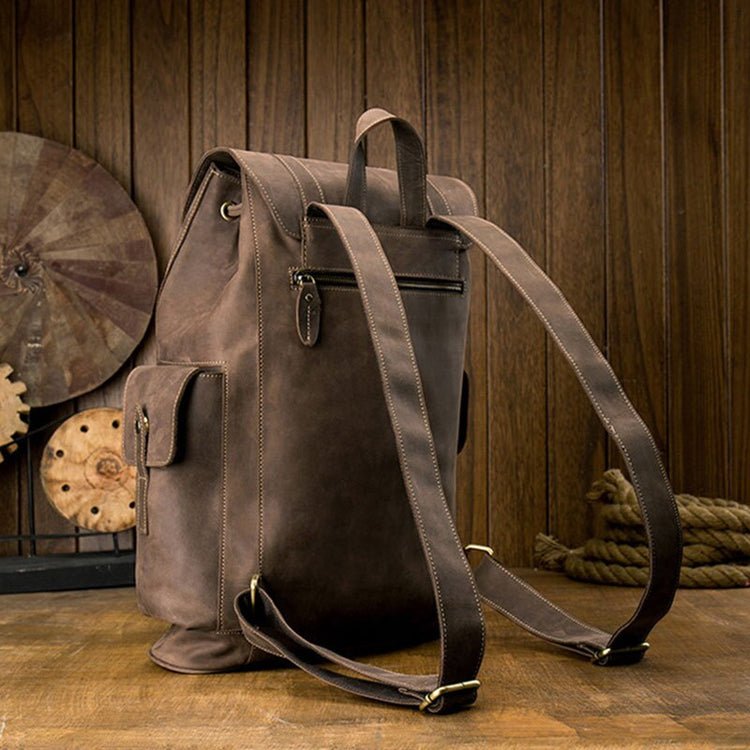 CarryQuest® Echte Leren Koehuid Rugzak – Vintage Stijl – Waterdicht en Ruim 36 - 55LCarryQuest®simpleNiet Klaar