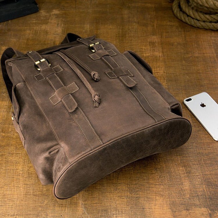CarryQuest® Echte Leren Koehuid Rugzak – Vintage Stijl – Waterdicht en Ruim 36 - 55LCarryQuest®simpleNiet Klaar