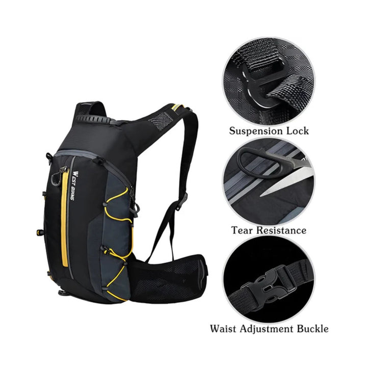 CarryQuest® - Fietsrugzak 16L - Opvouwbaar - Waterzak 2L - Outdoor Sport - Wandelrugzak - Geel