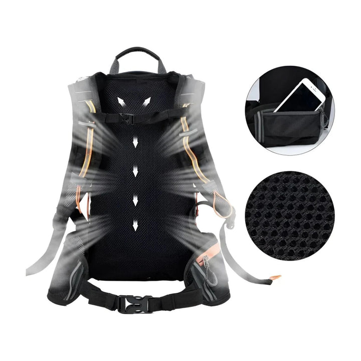 CarryQuest® - Fietsrugzak 16L - Opvouwbaar - Waterzak 2L - Outdoor Sport - Wandelrugzak - Grijs