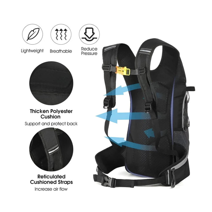 CarryQuest® - Fietsrugzak 16L - Opvouwbaar - Waterzak 2L - Outdoor Sport - Wandelrugzak - Grijs