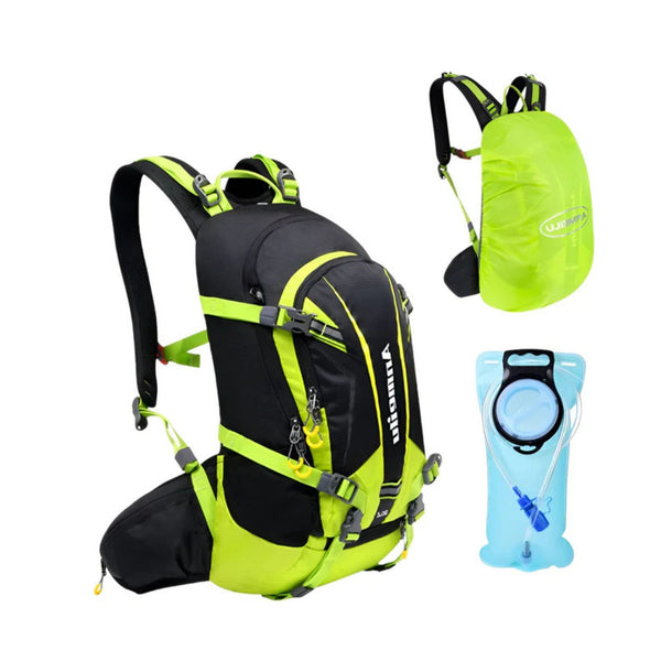 CarryQuest® - Fietsrugzak Schoudertas 20L + 2L Water Bag - Hiking Rugzak - Wandelen - Groen