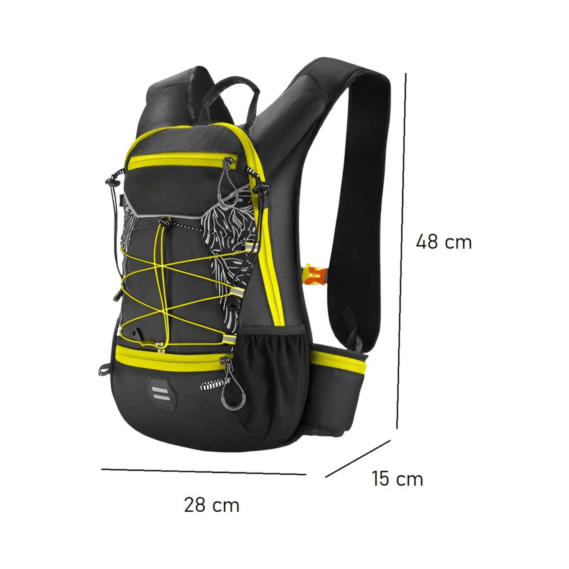CarryQuest® - Fietsrugzak - Ultralicht 16L Backpack - 1.5L Clip TPU Water Bag - Waterbestendig - Geel