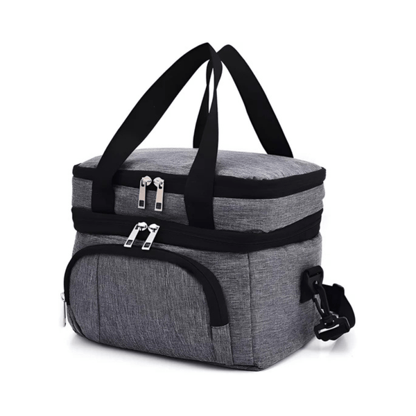 CarryQuest® - Geïsoleerde Lunchtas - Dubbel Compartiment + 8 Uur Isolatie - Thermische Lunchbox - Grijs