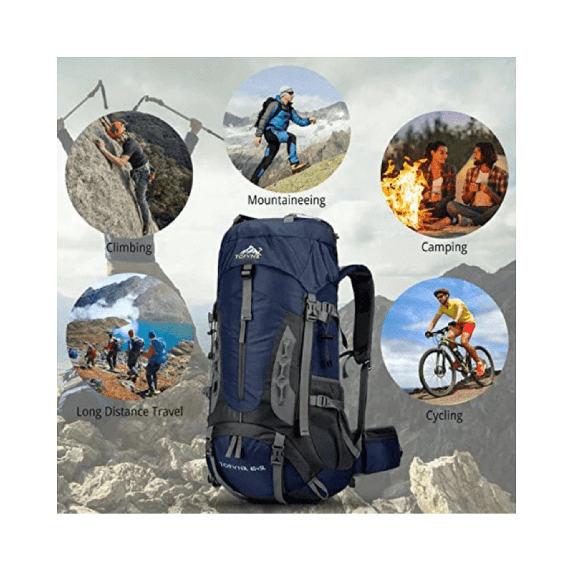 CarryQuest® - Grote Lichtgewicht Nylon Hiking - Voor - Donker BlauwCarryQuestsimple