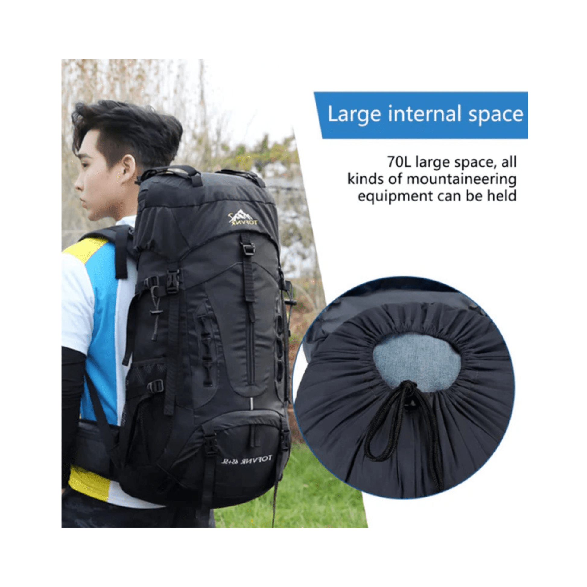 CarryQuest® - Grote Lichtgewicht Nylon Hiking - Voor - Donker BlauwCarryQuestsimple
