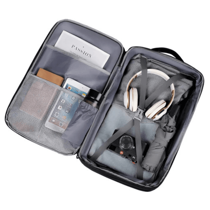 CarryQuest® - Heren Reistas Rugzak - 17 Inch Laptop + USB Oplaadpoort - Schooltas - Wandelrugzak - Grijs