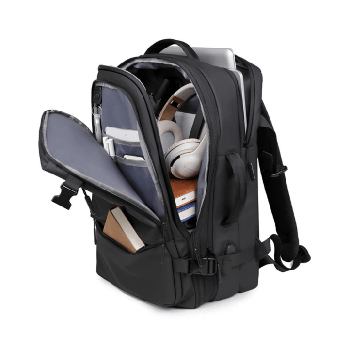 CarryQuest® - Heren Reistas Rugzak - 17 Inch Laptop + USB Oplaadpoort - Schooltas - Wandelrugzak - Grijs