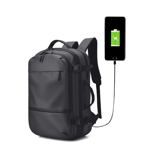 CarryQuest® - Heren Reistas Rugzak - 17 Inch Laptop + USB Oplaadpoort - Schooltas - Wandelrugzak - GrijsCarryQuestsimple