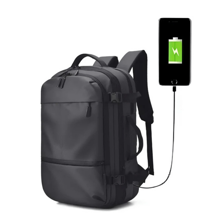 CarryQuest® - Heren Reistas Rugzak - 17 Inch Laptop + USB Oplaadpoort - Schooltas - Wandelrugzak - Grijs